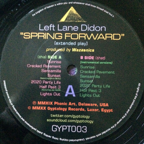 Image of Label Cover of LP - VG+/VG - LEFT LANE DIDON, Spring Forward (Gyptology Records; GYPT003, Egypt 2020, Inner), ,  - 2245241S