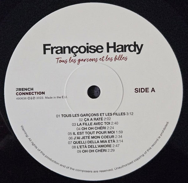 Image of Label Cover of LP - NEW/NEW - FRAN OISE HARDY, Tous Les Gar ons Et Les Filles (French Connection; 490636, Europe 2023 Reissue, 180 Gram Vinyl), ,  - 2416266C