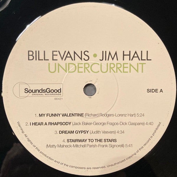 Image of Label Cover of LP - NEW/NEW - BILL EVANS/JIM HALL, Undercurrent (SoundsGood Original Recordings; 66421,  2024 Reissue, Gatefold), ,  - 1056211S