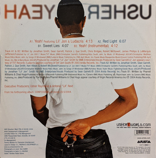 Image of Back Cover of 12" - VG/VG - USHER, Yeah!/ Red Light/ Sweet Lies (Arista; 60601 1, UK 2004, Picture sleeve), Light scuffs and storage marks.,  - 3416264C