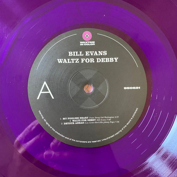 Image of Label Cover of 3935116E: LP - BILL EVANS TRIO WITH SCOTT LAFARO, PAUL MOTIAN, Waltz For Debby (WaxTime In Color; 950621, Europe 2018 Reissue, Purple Vinyl)   NEW/NEW