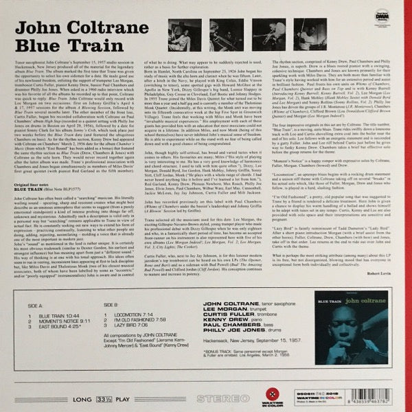 Image of Back Cover of LP - NEW/NEW - JOHN COLTRANE, Blue Train (WaxTime In Color; 950611, Europe 2018 Reissue, Red Vinyl), ,  - 3536175E