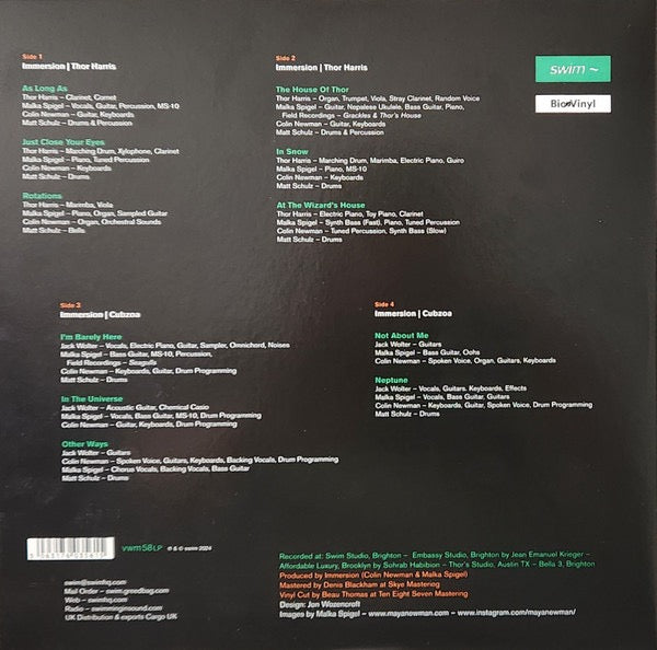 Image of Back Cover of 10" - NEW/NEW - IMMERSION (2) WITH THOR HARRIS | CUBZOA, Nanocluster Vol. 2 (Swim ~; VWM58LP, UK & Europe 2024, Bioplastic Vinyl, Compilation, 33   RPM), ,  - 2235092E