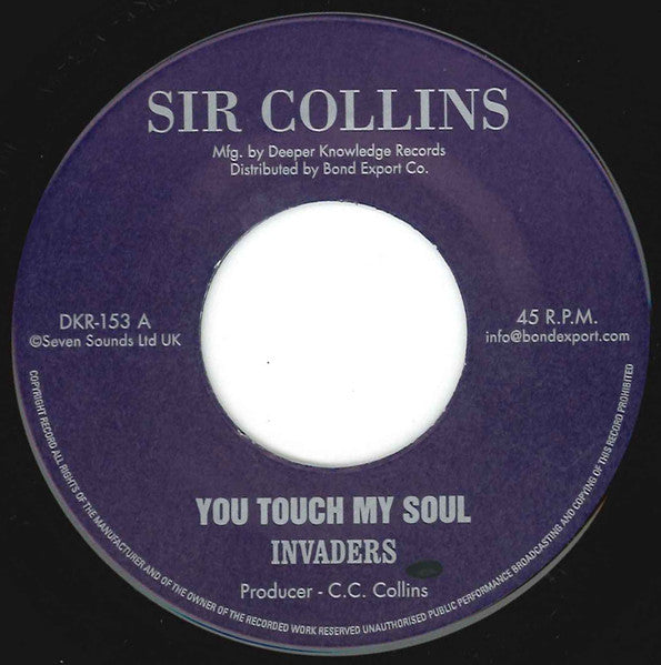 Image of Front Cover of 7" - /EX - THE INVADERS, You Touch My Soul (Sir Collins; DKR-153, US 2013 Reissue), ,  - 2316145C