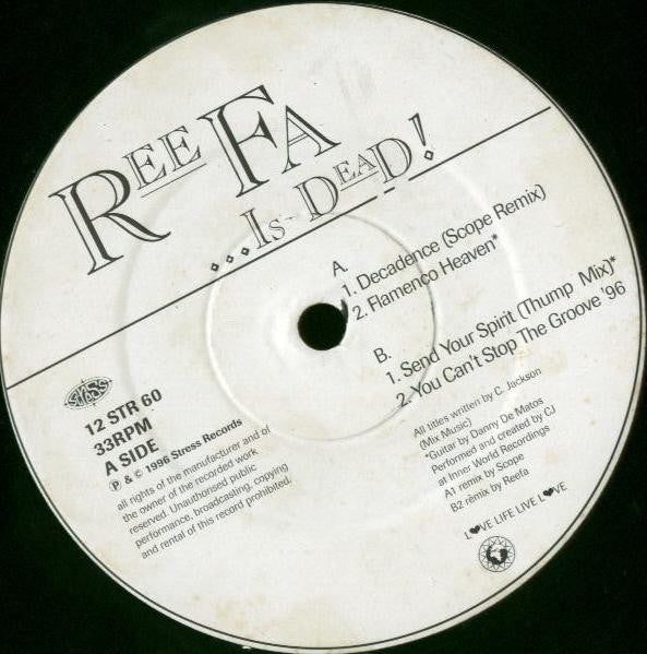 Image of Label Cover of 12" - VG/VG - REEFA!, ...Is Dead? (Disc 1) (Stress Records; 12 STR 60, UK 1996, Picture Sleeve), light marks only. sticker on sleeve,  - 2846145S