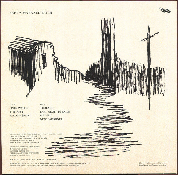 Image of Back Cover of LP - EX/VG+ - RAPT, Wayward Faith (Z Tapes; ZT219, Czech 2022, No Diary, Limited Edition of 100), Strong VG+,  - 2325101E