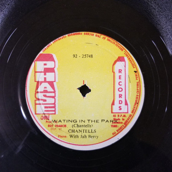 Image of Front Cover of 12" - /G+ - THE CHANTELLS WITH JAH BERRY, Waiting In The Park (Phase One Records; , Jamaica 1980s), Lots of light marks, plays above grade. Stamp on labels.,  - 2345070S