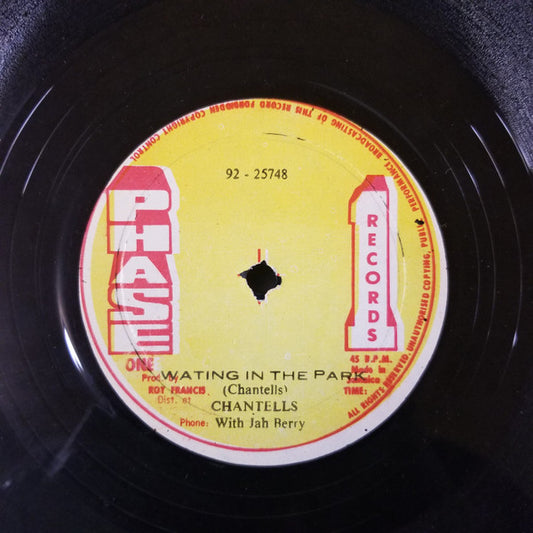 Image of Front Cover of 12" - /G+ - THE CHANTELLS WITH JAH BERRY, Waiting In The Park (Phase One Records; , Jamaica 1980s), Lots of light marks, plays above grade. Stamp on labels.,  - 2345070S