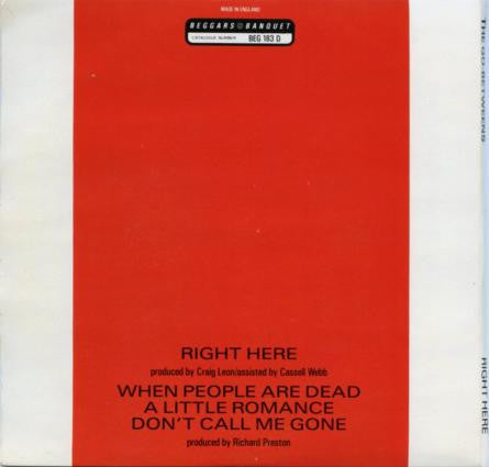 Image of Back Cover of 2x7" - VG/VG+ - THE GO-BETWEENS, Right Here (Beggars Banquet; BEG 183D, UK 1987, Gatefold), Strong VG+, Stains On Rear Sleeve,  - 5025491E