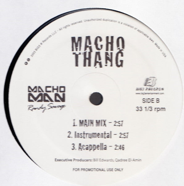 Image of Back Cover of 2325142E: 12" - MACHO MAN RANDY SAVAGE FEATURING DJ KOOL, Hit The Floor (Big3 Records; L-13693M, US 2003) Light hairlines.  /VG+