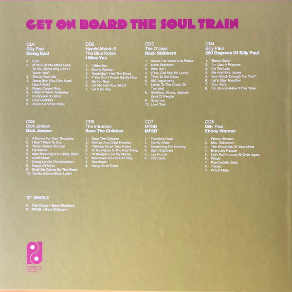 Image of Back Cover of 9xCD - M/M - VARIOUS, Get On Board The Soul Train (The Sound Of Philadelphia Volume 1) (United Souls; PIR5001, UK 2021, Box Set, Book, Poster, 8 Cd's And 1 Exclusive 12''), SEALED,  - 2345184S