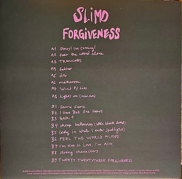 Image of Back Cover of LP - VG+/VG+ - SLIM0, Forgiveness (15 love; FTL004, Denmark 2024, Textured Sleeve, Inner, Marbled Purple Vinyl), ,  - 2345247S