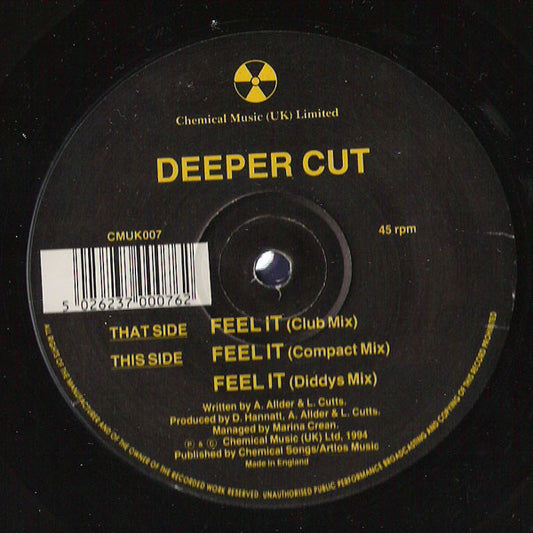 Image of Front Cover of 12" EP - G+/G+ - DEEPER CUT, Feel It (Chemical Music (UK) Limited ; CMUK007, UK 1994, Company Sleeve), , A	Feel It (Club Mix)	B1	Feel It (Compact Mix)B2	Feel It (Diddys Mix) - 4325291E