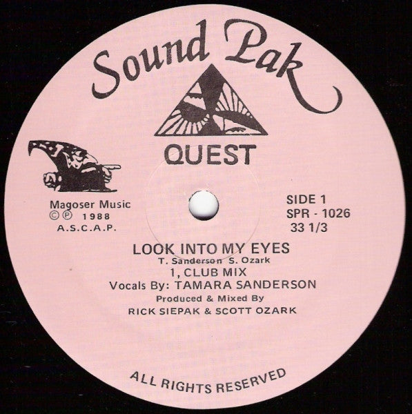 Image of Front Cover of 5025217E: 12" - QUEST, Look Into My Eyes (Sound Pak; SPR-1026, US 1988, Plain Sleeve)   /G+