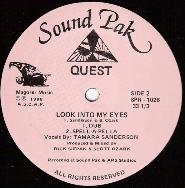 Image of Back Cover of 5025217E: 12" - QUEST, Look Into My Eyes (Sound Pak; SPR-1026, US 1988, Plain Sleeve)   /G+