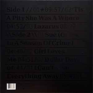 Image of Back Cover of LP - VG/VG+ - DAVID BOWIE, Blackstar   (ISO Records; 88875173871, Europe 2015, Die Cut Gatefold Sleeve, Booklet and clear thick plastic Inner, 180 Gram Vinyl, first European release, pressed at MPO.), One Crease and Edge Wear,  - 1226059E