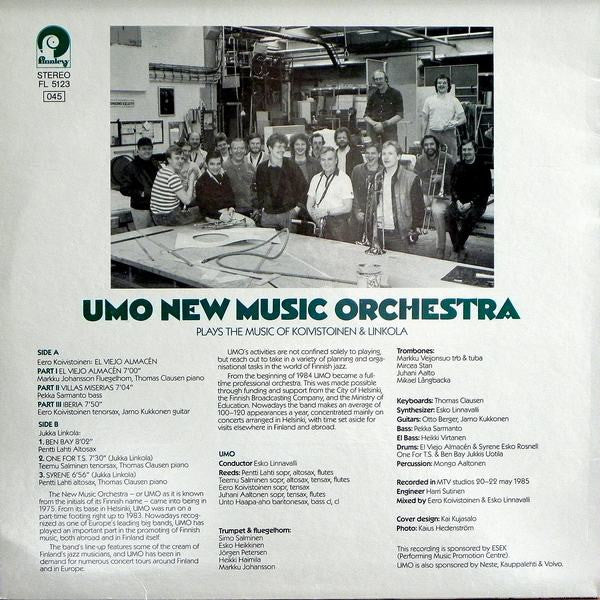 Image of Back Cover of LP - VG+/VG+ - UMO NEW MUSIC ORCHESTRA, Umo New Music Orchestra Plays The Music Of Koivistoinen & Linkola (Finnlevy; FL 5123, Finland 1985), ,  - 2425035E