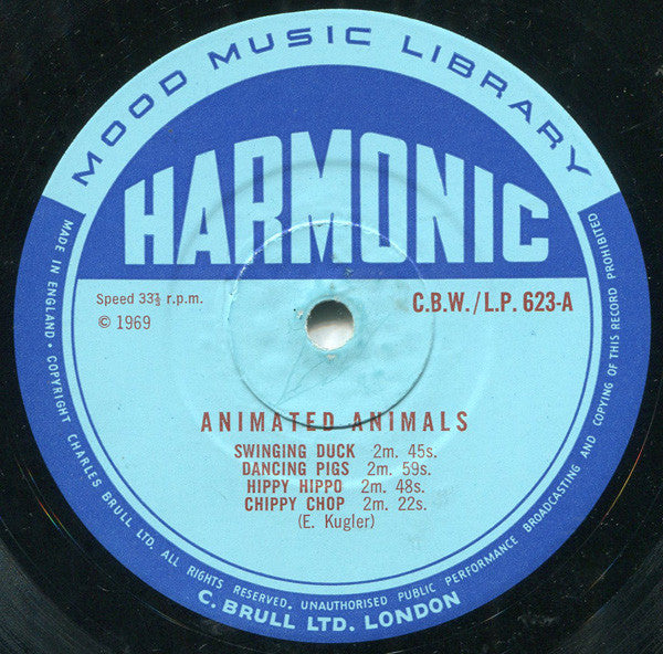 Image of Label Cover of 10" LP - VG/VG+ - VARIOUS, Animated Animals (Harmonic; CBW 623, UK 1969, Laminated Flipback Sleeve, Mono, UK Sleeve), Sticker Residue And Writing on Sleeve,  - 2425143E