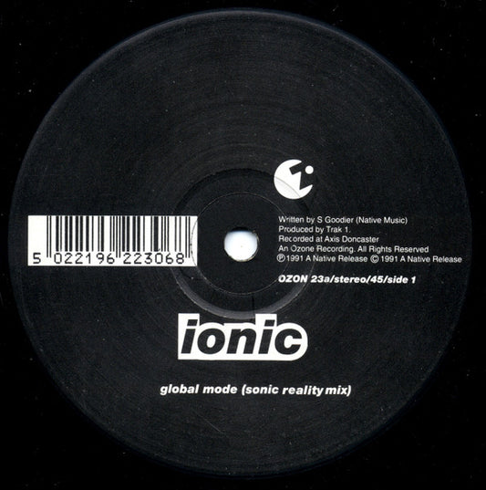 Image of Front Cover of 12" - /VG - IONIC, Global Mode (Ozone Recordings; OZON 23, UK 1991, Plain Sleeve), ,  - 2445131S