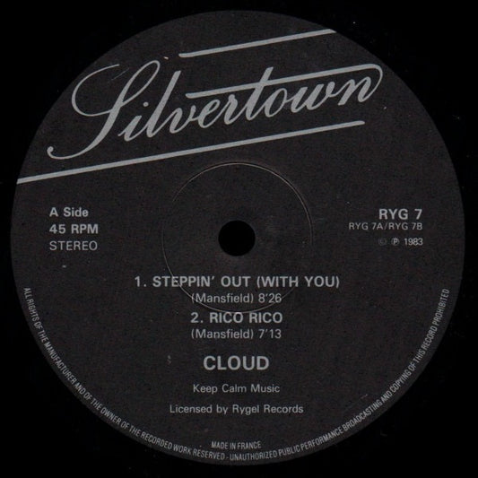 Image of Front Cover of 12" - /VG - CLOUD, Steppin' Out (With You) (Silvertown; RYG 7, UK 1983, Plain Sleeve), Light Marks only.,  - 2415310C