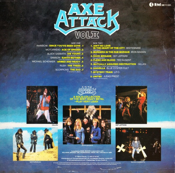 Image of Back Cover of 4525152E: LP - VARIOUS, Axe Attack Vol II (K-Tel; NE 1120, UK & Ireland 1981)   VG/VG+