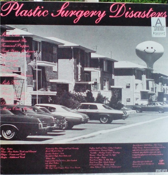 Image of Back Cover of LP - G+/VG - DEAD KENNEDYS, Plastic Surgery Disasters (Virgin; STAT LP 11, Australia 1987 Reissue, Limited Pink Vinyl), 2 Tears On Front Sleeve, Stickered,  - 2445168S