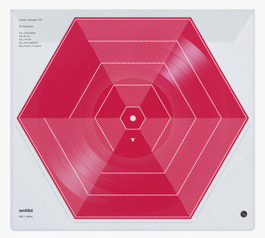 Image of Front Cover of 0346028S: 10" - CHIPZEL, Super Hexagon EP (iam8bit; 8BIT-8004, US 2015, Printed Clear Plastic Sleeve, Hexagonal Shaped Red Vinyl, Ltd to 400) A few scuffs, bottom edge of printed plastic sleeve folded  VG/VG