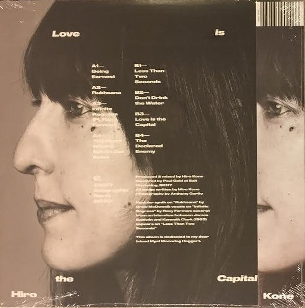 Image of Back Cover of 2425237E: LP - HIRO KONE, Love Is The Capital (Geographic North ; GN40, US 2017, Clear Vinyl, With Obi) Opened Instore, Still In Shrinkwrap, Corner Bumps  EX/EX