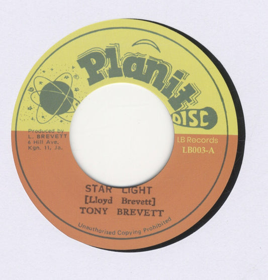 Image of Front Cover of 2415574C: 7" - TONY BREVETT, Star Light (Planit Disc; LB003, UK 2025 Reissue) Brand new. Killer.  /EX