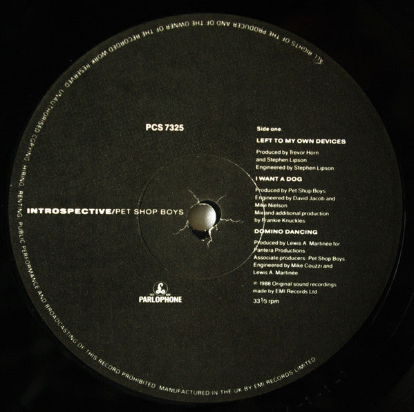 Image of Label Cover of LP - VG+/VG - PET SHOP BOYS, Introspective (Parlophone; PCS 7325, UK 1988, Inner, 7908681 - A1 Matrix), ,  - 3826079E