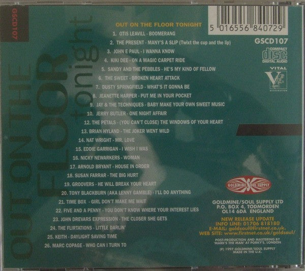 Image of Back Cover of 2415562C: CD - VARIOUS ARTISTS, Out On The Floor Tonight (Goldmine Soul Supply; GSCD 107, UK 1997)   VG+/VG+