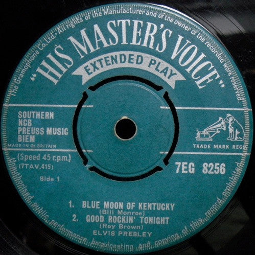 Image of Label Cover of 7" EP - VG/G+ - ELVIS PRESLEY, Good Rockin' Tonight (HMV Round; 7EG 8256, UK 1957, Laminated Flipback Sleeve), ,  - 4126099E