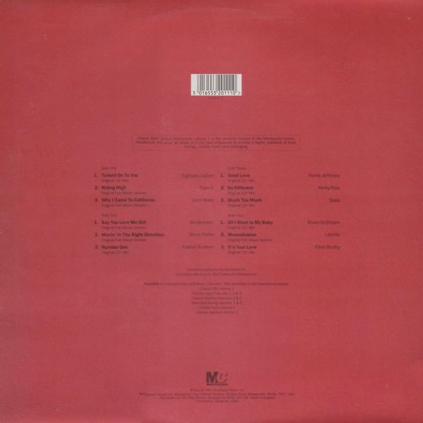 Image of Back Cover of 4715300C: 2xLP - VARIOUS, Classic Rare Groove (Mastercuts; CUTSLP11, UK 1993, Gatefold, No Insert) Light Marks only.  VG/VG