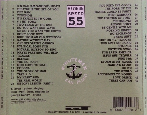 Image of Label Cover of CD - VG+/VG - MINUTEMEN, Double Nickels On The Dime (SST Records; SST CD 028, US Reissue, Jewel Case), A few fine, light marks. DNAP.,  - 3216313C