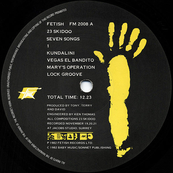 Image of Label Cover of LP - VG/G+ - 23 SKIDOO, Seven Songs (Fetish; FM 2008, UK 1982), Light hairlines only, Light sleeve wear,  - 2616464C