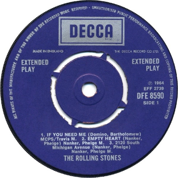 Image of Label Cover of 7" - VG+/VG+ - THE ROLLING STONES, Five By Five (Decca; DFE 8590, UK 1972 Reissue, Flipback Sleeve), ,  - 2316088C