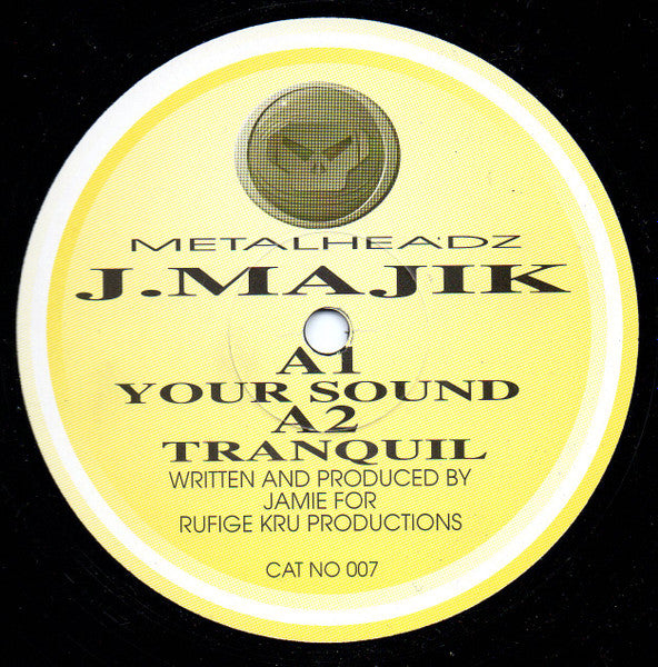Image of Label Cover of 12" - VG+/VG - J.MAJIK, Your Sound / Tranquil (Metalheadz ; 007, UK 1995, Die Cut Company Sleeve), Light marks only,  - 3226047E