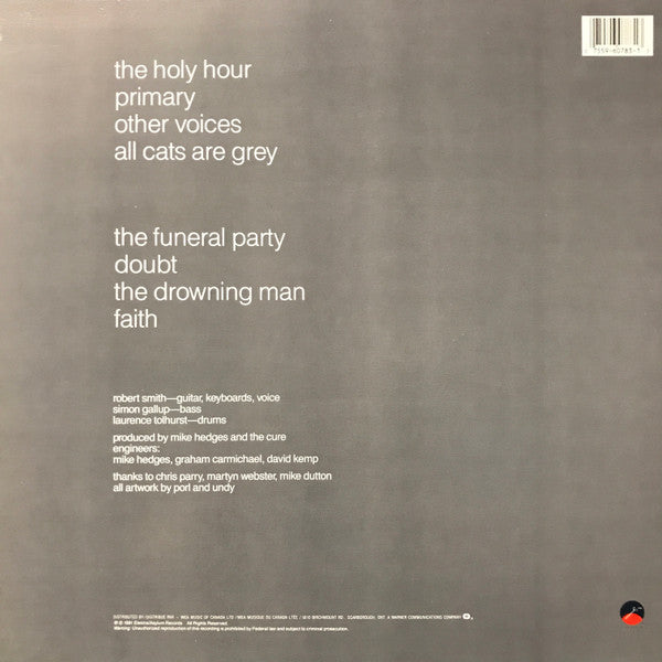 Image of Back Cover of 2545161S: LP - THE CURE, Faith (Elektra; 96 07831, Canada 1988 Reissue) Heavy EdgeWear  G+/VG