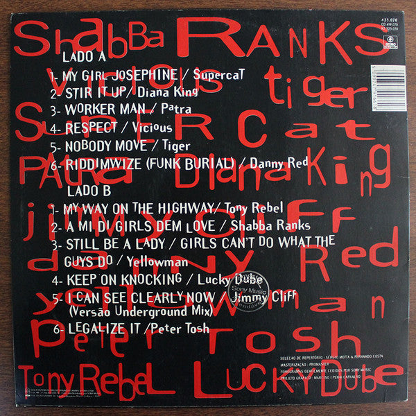 Image of Back Cover of LP - F/G+ - VARIOUS ARTISTS, Get Reggae (Columbia; 423.070, Brazil 1995), Heavy damage on sleeve. Disc is covered in marks, plays through ok. Rare Brazil only issue.,  - 2525286E