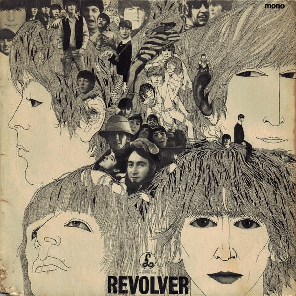 Image of Front Cover of LP - VG+/VG - THE BEATLES, Revolver (Parlophone Black/Yellow; PMC 7009, UK 1966, Laminated Ernest J. Day Flipback Sleeve, MONO, GRAMOPHONE RIM, SOLD IN UK, XEX 605-2 YEX 606-2, KT TAX CODE, DOCTOR ROBERT LABEL, DR. ROBERT SLEEVE), Strong VG, Slight Damage To Lower Flipback,  - 1126174E