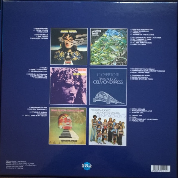 Image of Back Cover of 6xLP - VG+/M - BRIAN AUGER'S OBLIVION EXPRESS, Complete Oblivion (Soul Bank Music; SBM025, Europe 2023, Box Set, Booklet), Sealed in shrink-wrap. Some scuffs on surface of shrink plastic,  - 2515463C