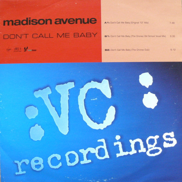 Image of Front Cover of 12" - VG+/VG+ - MADISON AVENUE, Don't Call Me Baby (VC Recordings; 7243 8 96329 6 5, UK 1999, Titled Company Sleeve), ,  - 4316259C