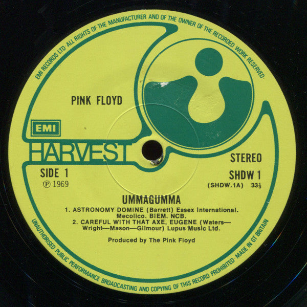 Image of Label Cover of 4745091S: 2xLP - PINK FLOYD, Ummagumma (Harvest; SHDW 1/2, UK 1970s Reissue, Laminated Front E.J Day Gatefold Sleeve, EMI Box, Bold Label Text)   VG/VG