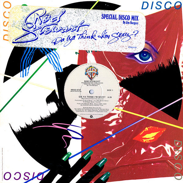 Image of Front Cover of 12" - VG+/VG+ - ROD STEWART, Da Ya Think I'm Sexy? (Special Disco Mix) (Warner Bros. Records; WBSD 8727, US 1978, Hype Stickered, Die Cut Company Sleeve, Winchester Pressing), ,  - 1226312E