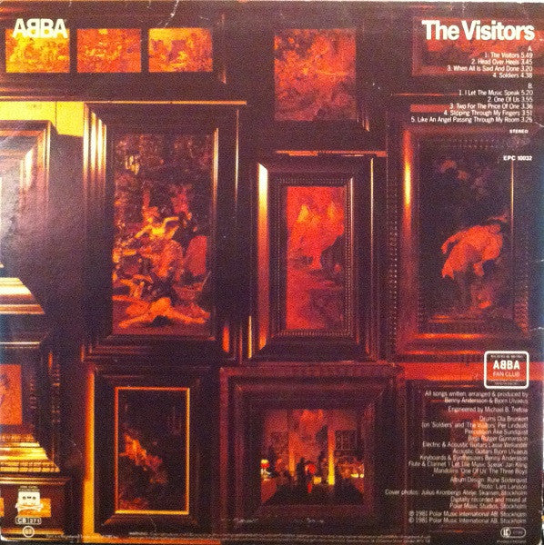 Image of Back Cover of LP - VG+/VG+ - ABBA, The Visitors (Epic; EPC 10032, Made in Holland for Uk Market 1981, Inner, Merch Sheet), ,  - 0826339E