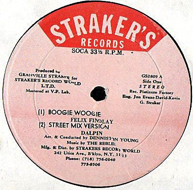 Image of Front Cover of 12" - /VG - DALPIN, Boogie Woogie (Straker's Records; GS2809,  1987), Discoloured vinyl from previous cleaning. Plays VG.,  - 2525439E