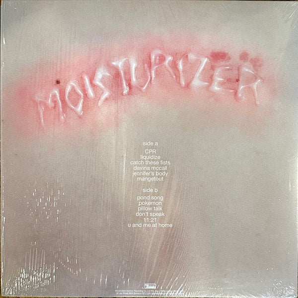 Image of Back Cover of LP - NEW/NEW - WET LEG, moisturizer (Domino; WIGLP530X, Worldwide 2025, Inner & Insert, Download, Clear Vinyl, Indie Exclusive), , moisturizer is the bold, second album from Wet Leg, the Isle of Wight five-piece founded by Rhian Teasdale and Hester Chambers. Joined by Ellis Durand, Henry Holmes, and Joshua Mobaraki, Wet Leg has spent the past few years on the road, evolving into a feral, electrifying live force. This new record captures that energy, delivering a sound that s tighter, 