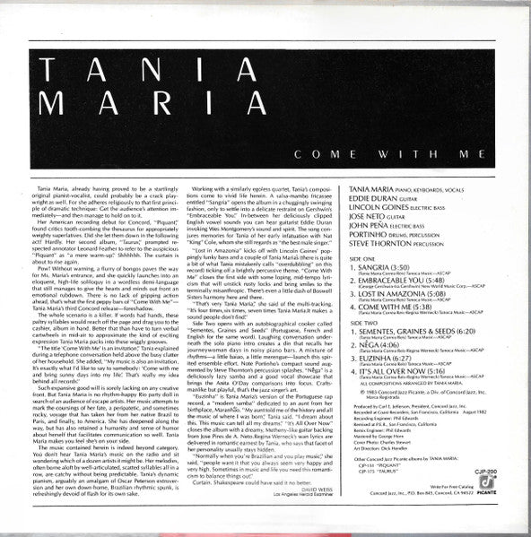 Image of Back Cover of LP - VG/G+ - TANIA MARIA, Come With Me (Concord; CJP200, US 1983, Company Inner), ,  - 4326337E