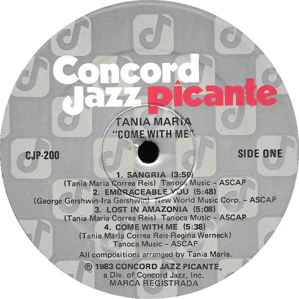 Image of Label Cover of LP - VG/G+ - TANIA MARIA, Come With Me (Concord; CJP200, US 1983, Company Inner), ,  - 4326337E