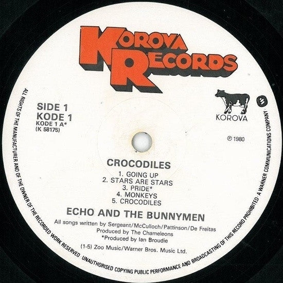 Image of Label Cover of LP - VG/VG - ECHO AND THE BUNNYMEN, Crocodiles (Korova; KODE 1, UK 1980, Hype Stickered Sleeve, Inner, Repress, No 7"), Still in opened shrinkwrap. ,  - 3626420E